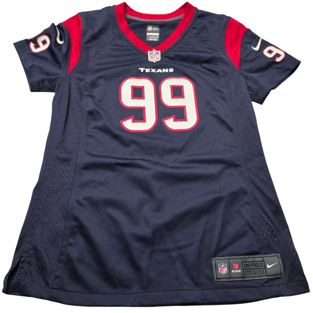 Nike Houston Texans JJ Watt 99 NFL Jersey Navy Blue Red Small Womens